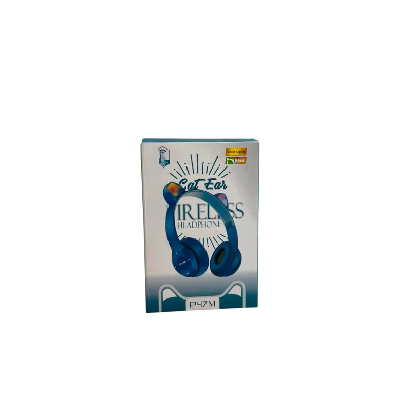 retail packages of P47M cat ear wireless headphones in blue color options lined up on Spotngrab Lebanon.