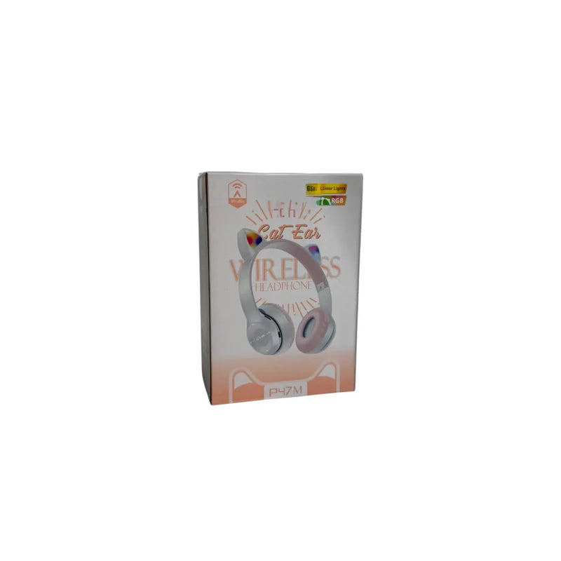  retail packages of P47M cat ear wireless headphones in silver color options lined up on Spotngrab Lebanon.