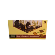 3-in-1 wooden board game set featuring chess pieces arranged on an inlaid checkerboard on Spotngrab Lebanon.