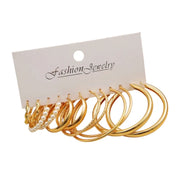 Affordable gold-colored metal earring combo for women on Spotngrab Lebanon.