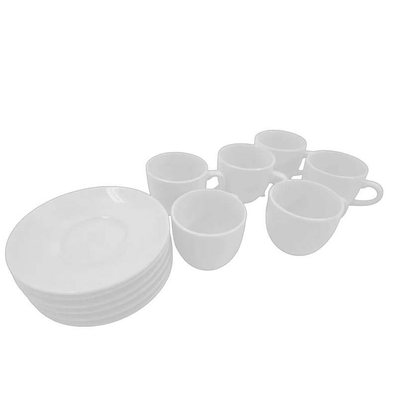 White porcelain coffee cup and saucer set 6 pieces simple design for everyday use available at SpotNGrab Lebanon