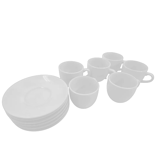 White porcelain coffee cup and saucer set 6 pieces simple design for everyday use available at SpotNGrab Lebanon