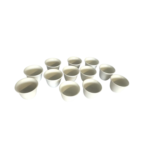 12-piece white porcelain chaffe coffee cup set without saucers neatly stacked on Spotngrab Lebanon.