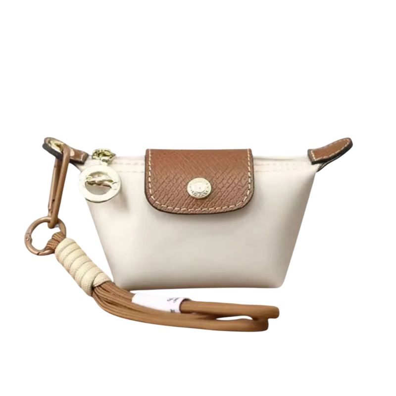 Small nylon coin purse with leather flap and snap button - Parisian inspired design - Spotngrab Lebanon accessories.