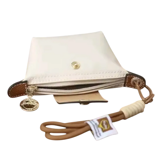 Small nylon coin purse with leather flap and snap button - Parisian inspired design - Spotngrab Lebanon accessories.