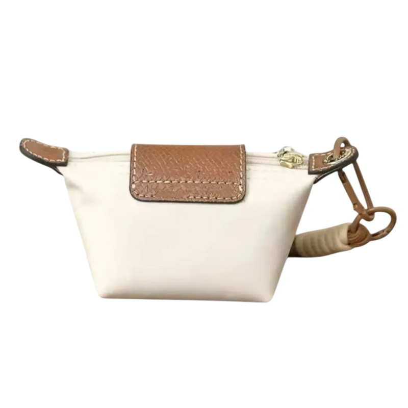 Small nylon coin purse with leather flap and snap button - Parisian inspired design - Spotngrab Lebanon accessories.