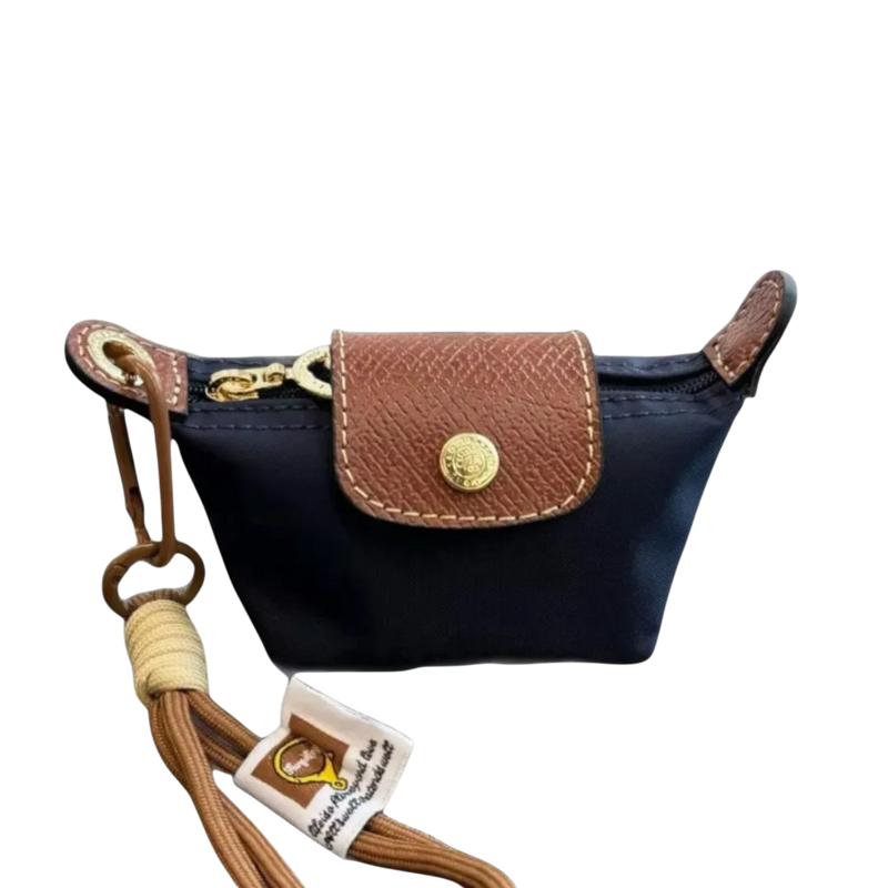 Small nylon coin purse with leather flap and snap button - Parisian inspired design - Spotngrab Lebanon accessories.