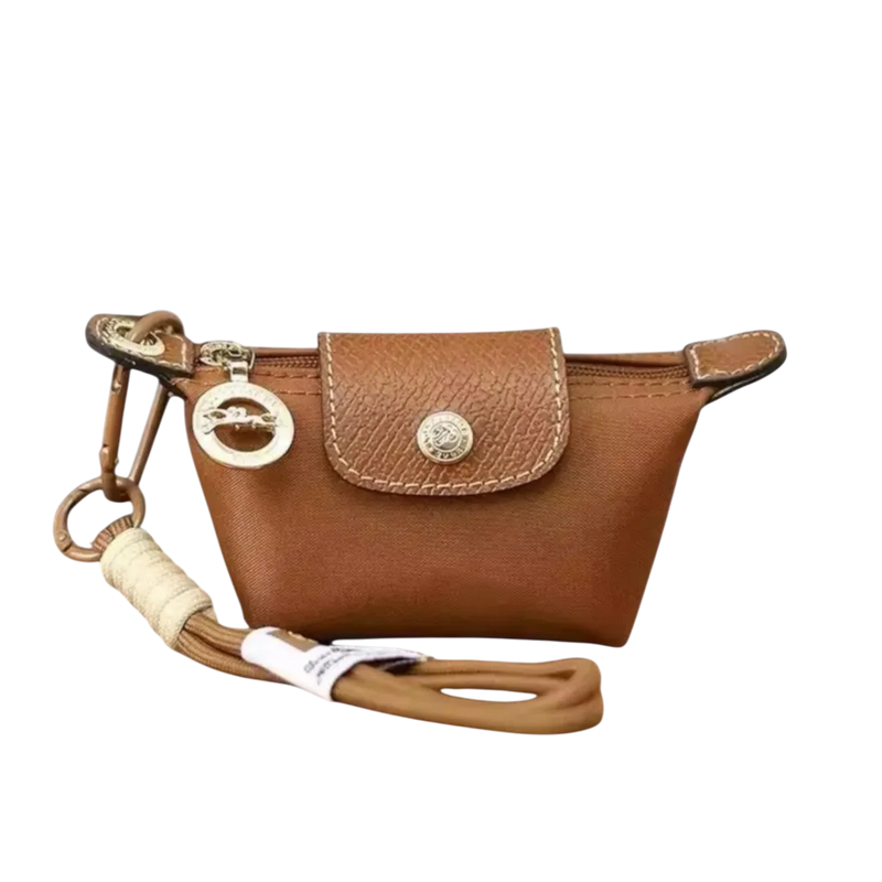 Small nylon coin purse with leather flap and snap button - Parisian inspired design - Spotngrab Lebanon accessories.