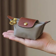 Small nylon coin purse with leather flap and snap button - Parisian inspired design - Spotngrab Lebanon accessories.