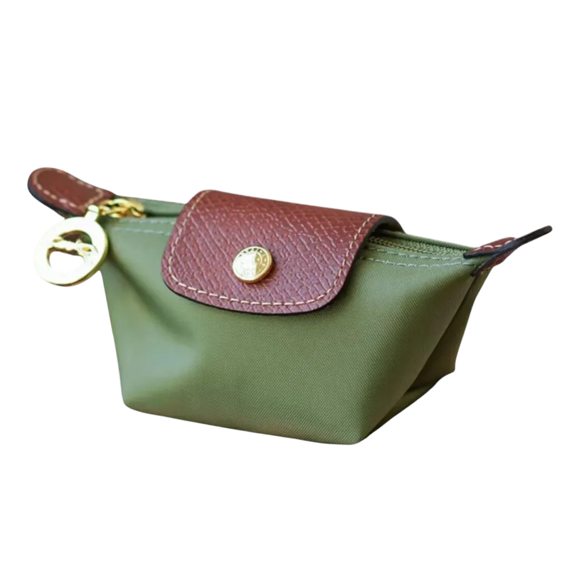 Small nylon coin purse with leather flap and snap button - Parisian inspired design - Spotngrab Lebanon accessories.