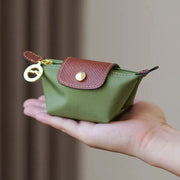 Small nylon coin purse with leather flap and snap button - Parisian inspired design - Spotngrab Lebanon accessories.