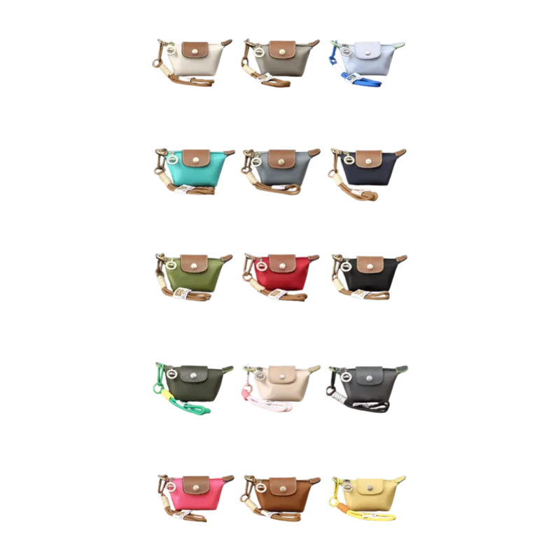 Small nylon coin purse with leather flap and snap button - Parisian inspired design - Spotngrab Lebanon accessories.