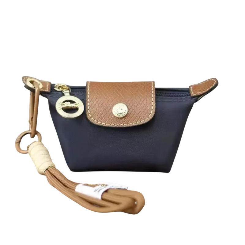 Small nylon coin purse with leather flap and snap button - Parisian inspired design - Spotngrab Lebanon accessories.