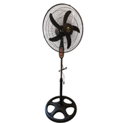 Sleek matte black 18-inch electric standing fan featuring 5 aerodynamic blades and a protective mesh safety wire grill on Spotngrab Lebanon.