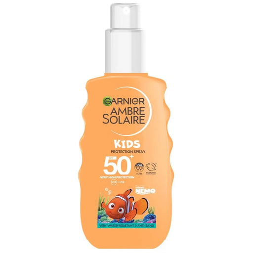 Garnier Ambre Solaire Sensitive Advanced Sun Spray SPF 50 150ml white bottle with a clear overcap on Spotngrab Lebanon.
