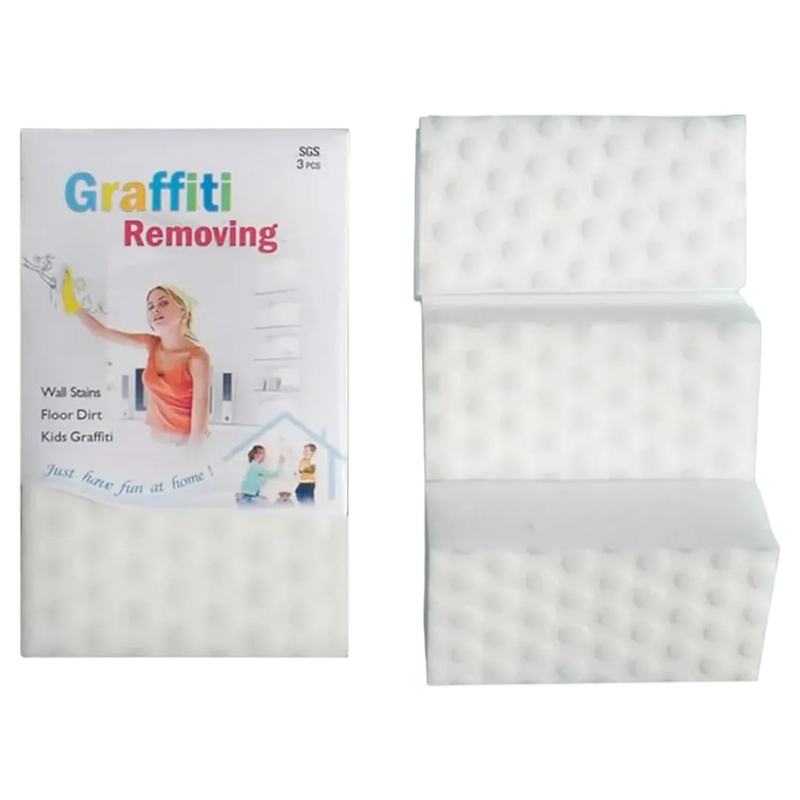 Magic sponge removing kids drawings and graffiti from wall available at spotngrab lebanon
