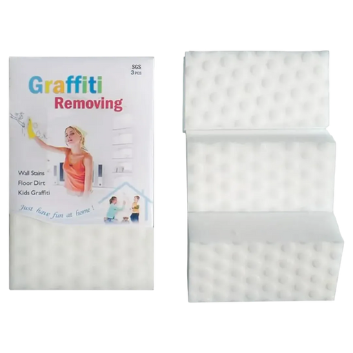 Magic sponge removing kids drawings and graffiti from wall available at spotngrab lebanon
