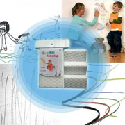Magic sponge removing kids drawings and graffiti from wall