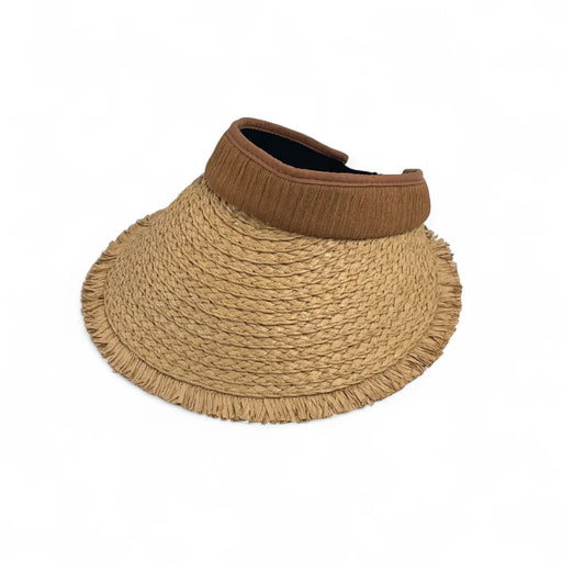 Foldable Straw Sun Visor Hat for Women – Ponytail-Friendly Open Back Beach Cap brown – SpotNGrab Lebanon