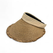 Foldable Straw Sun Visor Hat for Women – Ponytail-Friendly Open Back Beach Cap beige – SpotNGrab Lebanon