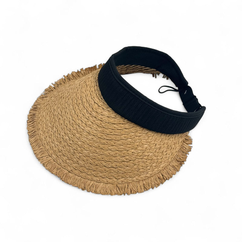 Foldable Straw Sun Visor Hat for Women – Ponytail-Friendly Open Back Beach Cap Black – SpotNGrab Lebanon