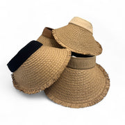 Foldable Straw Sun Visor Hat for Women – Ponytail-Friendly Open Back Beach Cap – SpotNGrab Lebanon