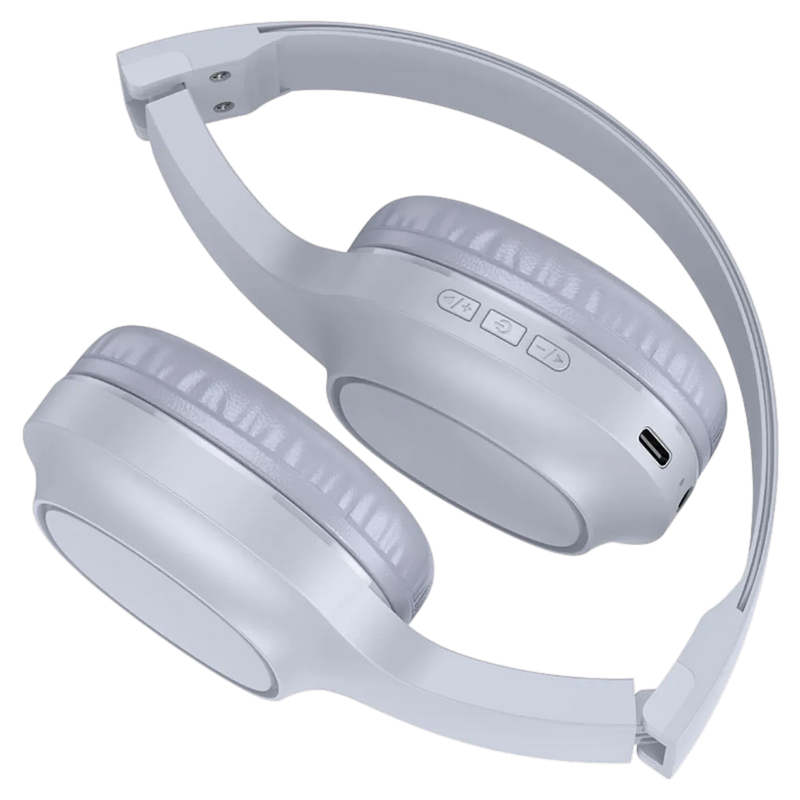 Folded W46 Charm headphones showing compact travel design and Type-C charging port.