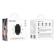 Hoco smartwatch packaging with front and back views on a white background
