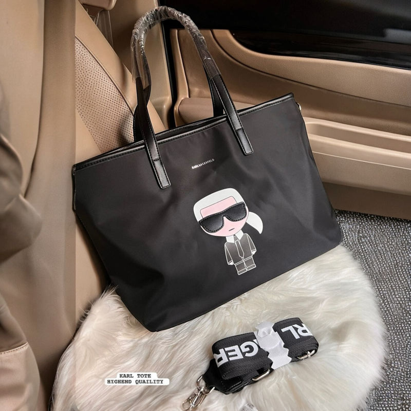 Women's black tote bag in Karl Lagerfeld style – SpotNGrab Lebanon