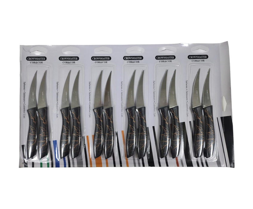 Knife 12 Pcs Black Marbel Short