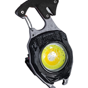 Multi-purpose rechargeable LED emergency keychain light displaying the bright flood beam and integrated tool attachments on Spotngrab Lebanon