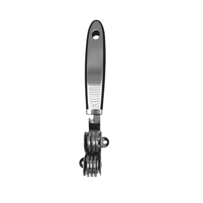 Manual pull-through knife sharpener with stainless steel wheel discs and ergonomic black plastic handle spotngrab beirut