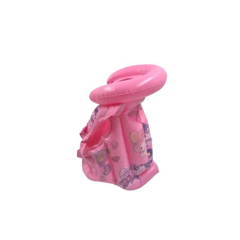 Pink inflatable children's swimming vest featuring My Melody and Kuromi character art on Spotngrab Lebanon.