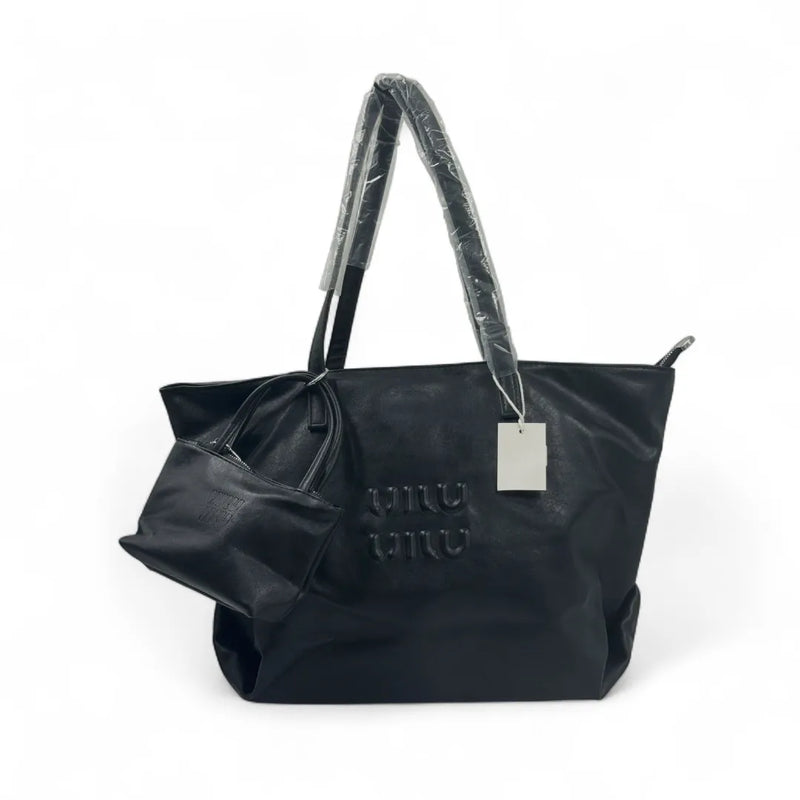 Black tote bag with matching pouch – MiuMiu-inspired set Lebanon