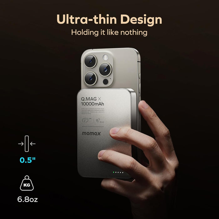 Momax Q.MAG X1 10000mAh Wireless Battery Pack in Gold – Fast Charging Power Bank for iPhone at SpotnGrab Lebanon