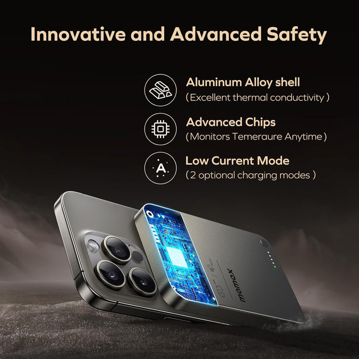 Momax Q.MAG X1 10000mAh Wireless Battery Pack in Gold – Fast Charging Power Bank for iPhone at SpotnGrab Lebanon