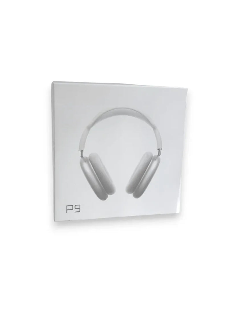 White over-ear headphones shown on a white square product card with the text 'pg' near the bottom left, photographed against a white background.