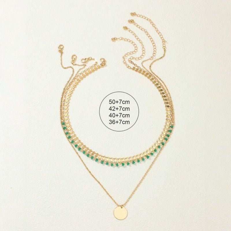 Layered gold-tone bohemian necklace set with turquoise pendants – 4 pieces available at spotngrab lebanon