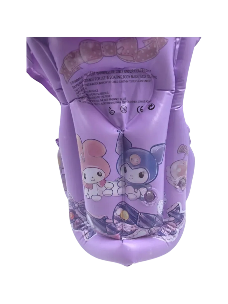 Purple inflatable children's swimming vest featuring Sanrio Kuromi character art on Spotngrab Lebanon.