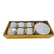 White porcelain coffee cup and saucer set 6 pieces simple design for everyday use available at SpotNGrab Lebanon