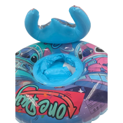 70cm blue Disney Stitch inflatable pool float ring featuring a 3D character head and built-in leg holes on Spotngrab Lebanon