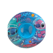 70cm blue Disney Stitch inflatable baby swim seat float ring with secure leg support and dual plastic safety handles on Spotngrab Lebanon.
