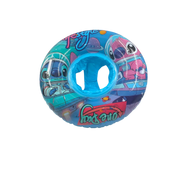 70cm blue Disney Stitch inflatable baby swim seat float ring with secure leg support and dual plastic safety handles on Spotngrab Lebanon.