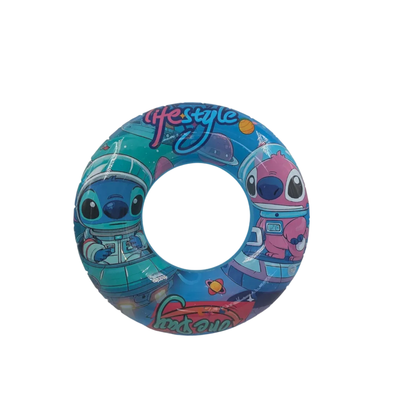70cm blue cosmic-themed Disney Stitch and Angel in space suits inflatable swim ring on Spotngrab Lebanon.