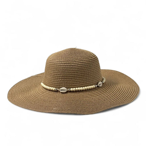 Brown straw hat with a beaded band shop now at spotngrab beirut