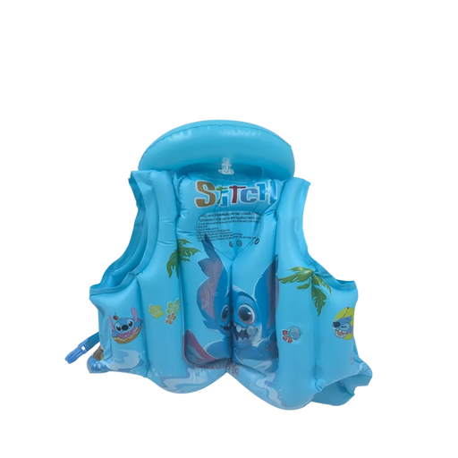 Blue inflatable children's swimming vest featuring Disney Stitch character art on Spotngrab Lebanon.