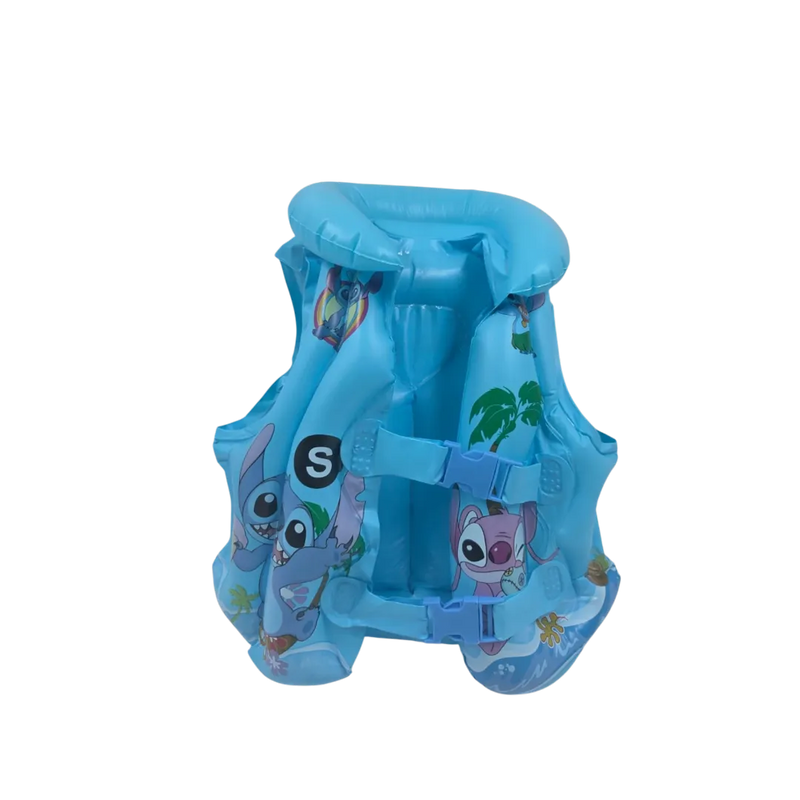 Blue inflatable children's swimming vest featuring Disney Stitch character art on Spotngrab Lebanon.