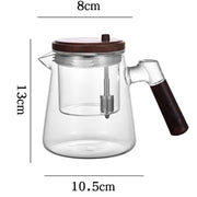 Water separation glass teapot with wooden handle and mesh infuser – Spotngrab Lebanon home accessories.