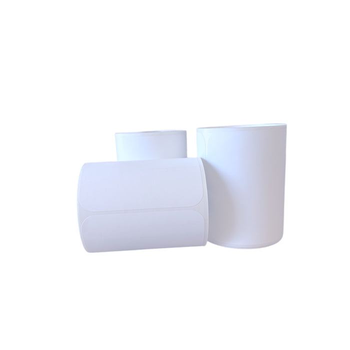 Roll of 250 strong thermal white labels, 10 x 10 cm size, waterproof with strong adhesive, core size 25mm available at spotngrab lebanon