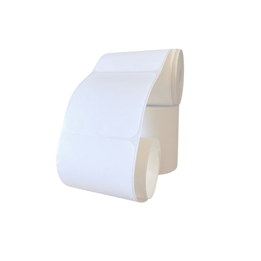 Roll of 250 strong thermal white labels, 4"x 4" inch size, waterproof with strong adhesive, core size 25mm available at spotngrab lebanon